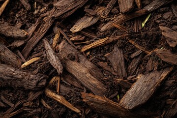 Mulch Texture: Forest Floor Background with Natural Brown Dirt