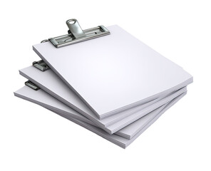 Stack of blank papers secured by a metal clip