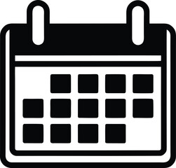 Black and white simple icon of a calendar with rounded corners date schedule 1