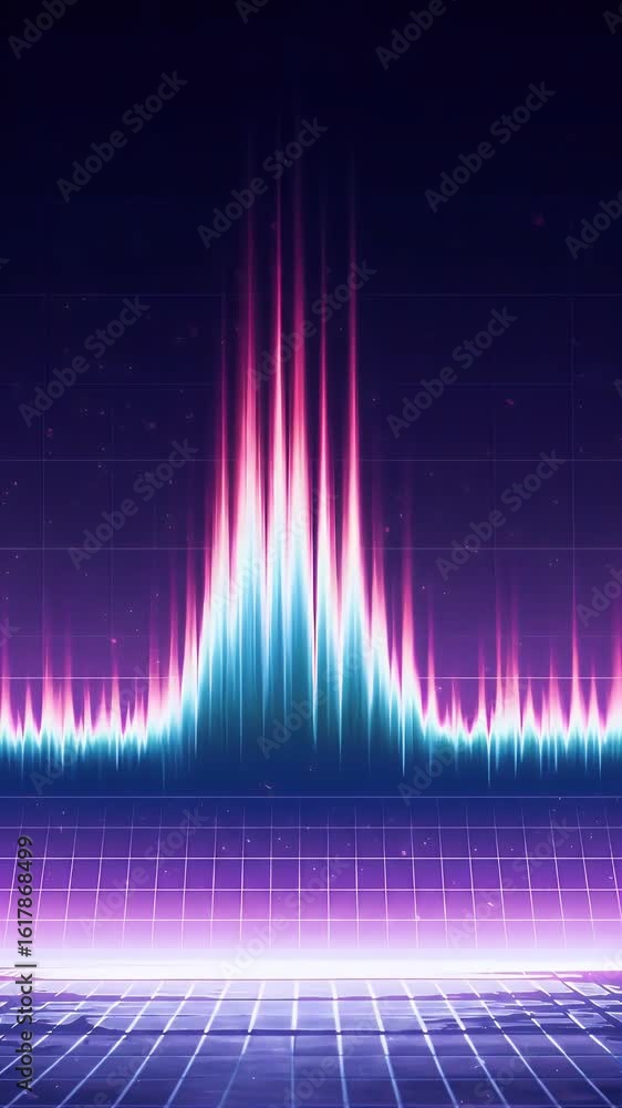 Poster digital abstract illustration of data visualization with red and blue light spectrum
