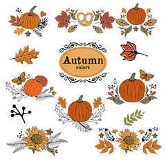 Colorful autumn banners collection in vector