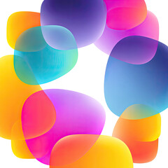 Abstract design of overlapping, vibrant, rounded shapes