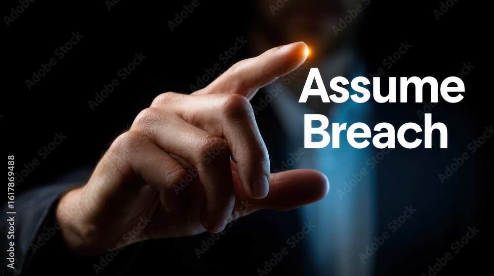 Aufkleber zero trust model concepts. a hand reaching towards the text 