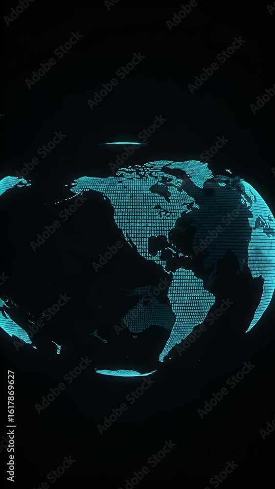 Poster digital illuminated earth globe on black background abstract animation