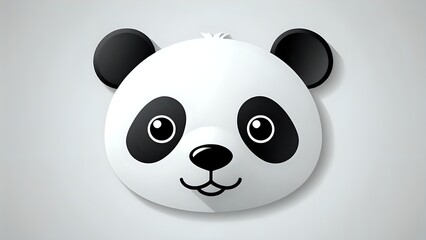 Fototapeta premium Adorable cartoon panda face, minimalist design, perfect for kids' products, websites, or social media. Features a long shadow effect.