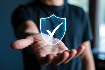 hands holding a shield