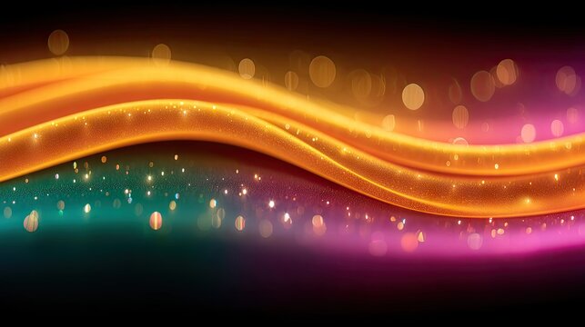 Abstract Gold Wave with Sparkling Lights and Dark Background - Powered by Adobe