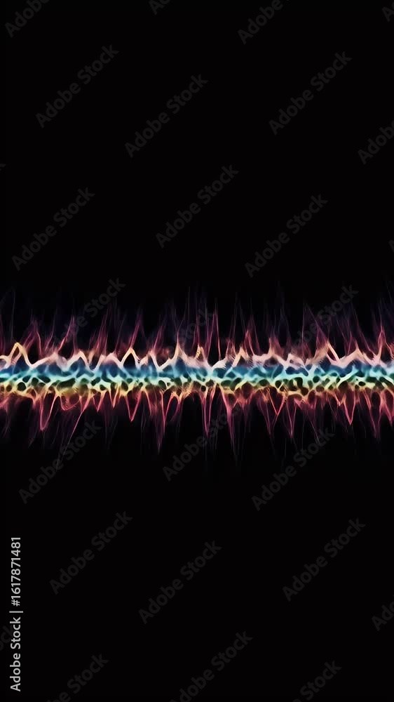 Poster dynamic animated abstract digital wave glowing light line on black background
