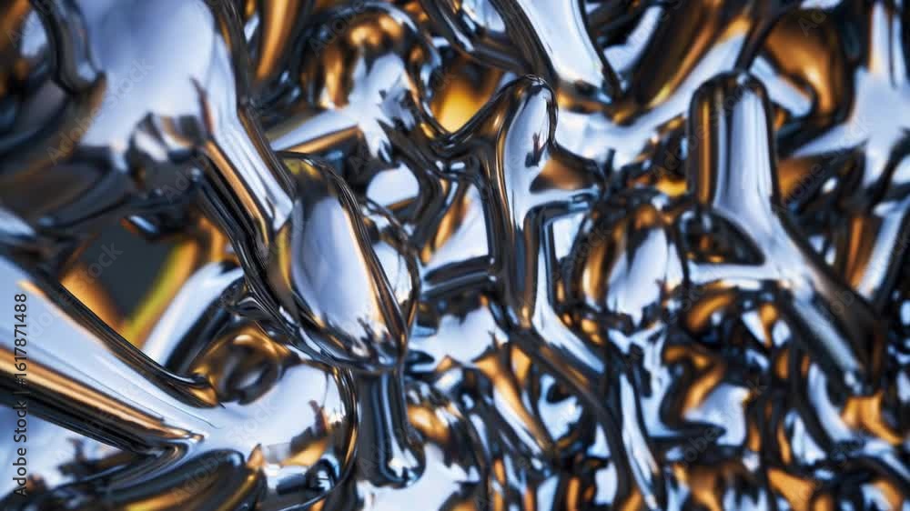 Poster shimmering metallic collection closeup of transforming objects perfect for highenergy, creative proj