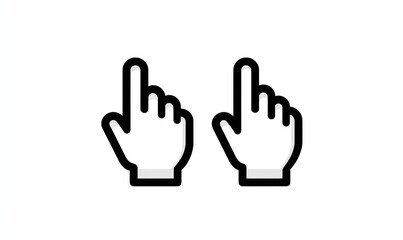 Vector Hand and Mouse Pointer Icons, Flat Line Style for Web UI, White Background, Generative AI.