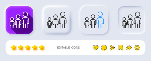 Business hierarchy line icon. Neumorphic, Flat shadow, 3d buttons. Teamwork meeting sign. Group people symbol. Line business hierarchy icon. Social media icons. Vector