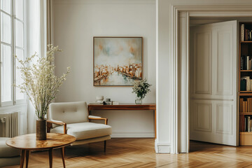 Elegant living room with armchair and artwork