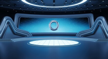 Futuristic Sci - Fi Stage with Circular Element and Blue Tones