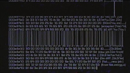 Text and code, scrolling with visual noise. Digital encryption on a black screen. - Powered by Adobe