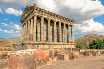 Ruins of St. Sion church near Garni Temple, a Hellenistic marvel perched on a cliff, offer a stunning blend of history and natural beauty in Armenia
