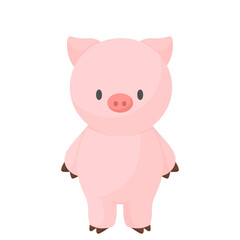 Adorable Standing Pink Pig Cartoon