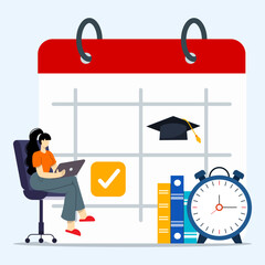 Student scheduling courses plan. Concept of learning program.