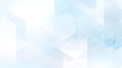 Abstract background with transparent geometric shapes in blue and white tones for corporate and tech presentation