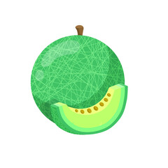 Cartoon Honeydew Melon with Slice