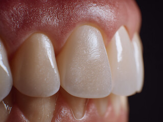 Close-up of the smooth curves of healthy, naturally shaped teeth
