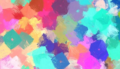 Vibrant abstract painting with multicolored, textured brushstrokes