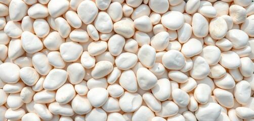 Seamless pattern of close-up smooth white pebbles,  surface,  tranquil