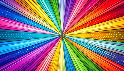 Vibrant radial burst of color with dotted patterns