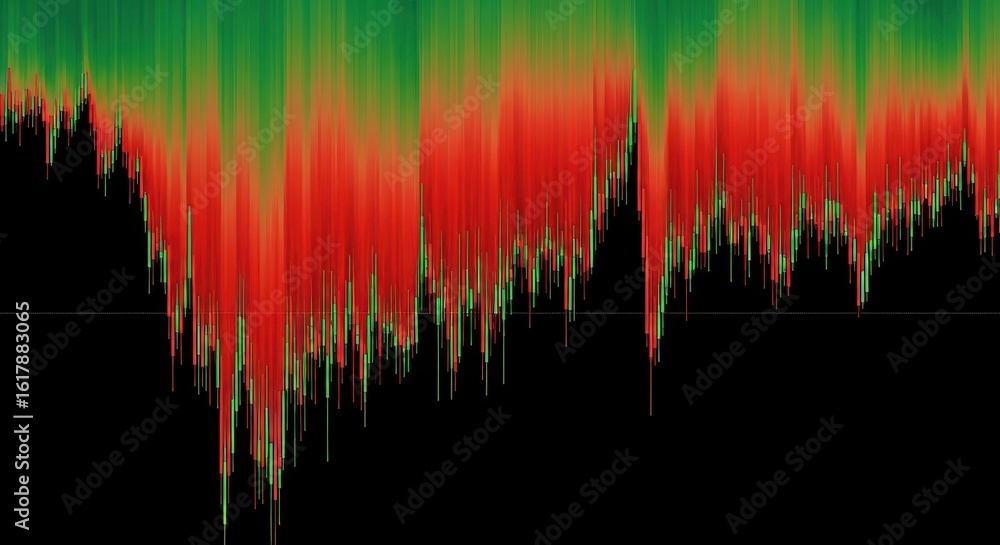 Poster financial market data visualization with red and green heatmap analytics for trading insights.