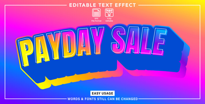 Editable text effect payday sale style