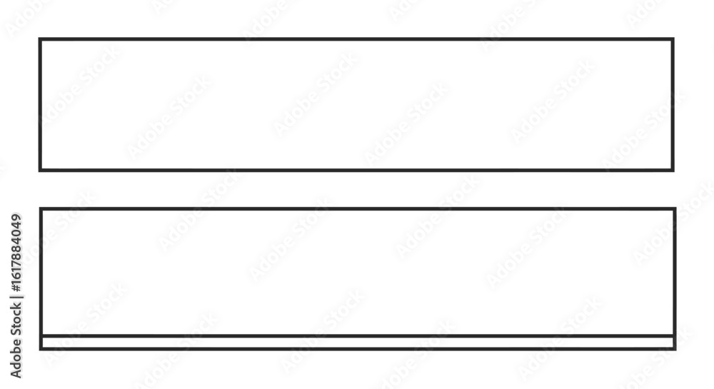Poster two rectangular frames with a double line at the bottom, black and white