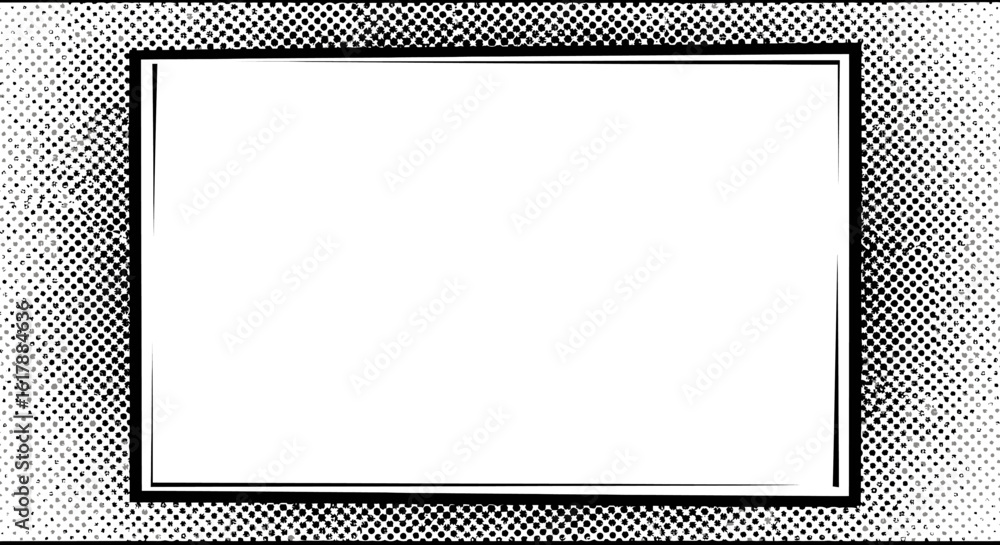 Poster halftone frame with black border and white center for text or images
