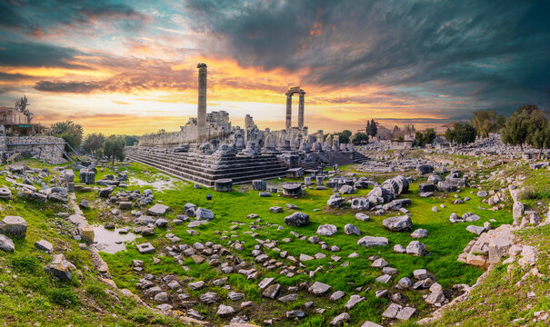 The Apollo Temple view in Didim Town of Turkey