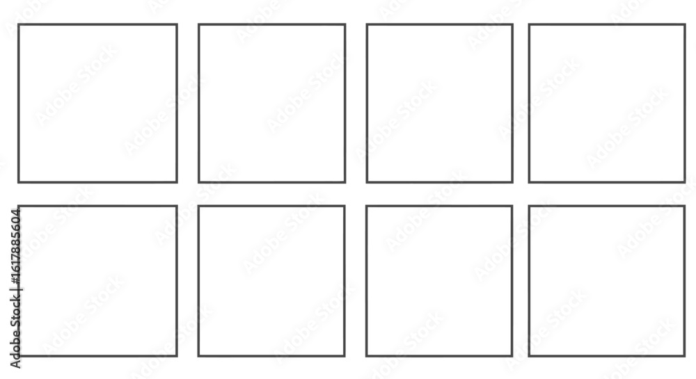 Poster Eight Blank Square Frames Arranged in a Grid Pattern