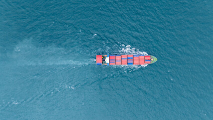 Aerial view container ship logistic container cargo, Global business container cargo freight...