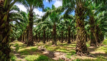 Obraz premium Palm trees plantation, sunny day