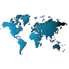 Fototapeta premium World map isolated on transparent background PNG