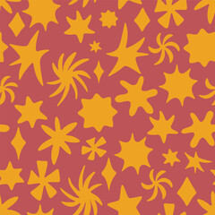 Abstract Yellow Star Shapes on Warm Terracotta