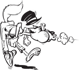 sketch vector illustration silhouette image design caricature icon logo symbol animal fox blowing wind