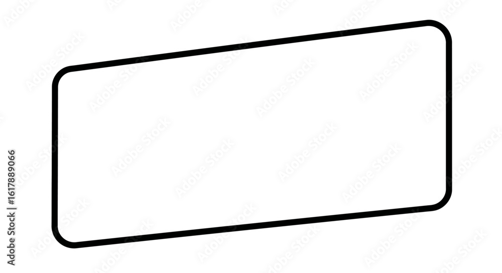 Poster angled rectangle with rounded corners and black outline on white background