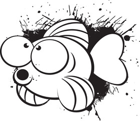 sketch vector illustration silhouette image design caricature icon logo symbol character ornament decoration decoration cute fish swimming modern abstract style