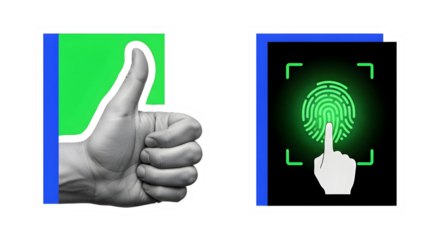 Thumbs Up and Fingerprint Scan: Digital Approval, Security, and Technological Advancement