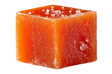 Orange Cube Candy Delicious Sweet Food Isolated Healthy Sugar Fruit Vitamin Treat Dessert on transparent background