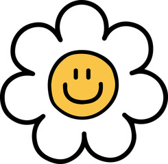 white and yellow flower smile icon
