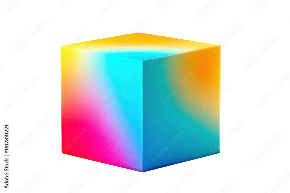 Fototapete colorful cube gradient design abstract 3d rendering modern geometric shape visual art light on trans