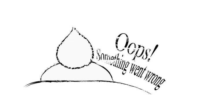 Oops Something went wrong message with a tail of a hidden rabbit  sketch design in a minimalist style on alpha