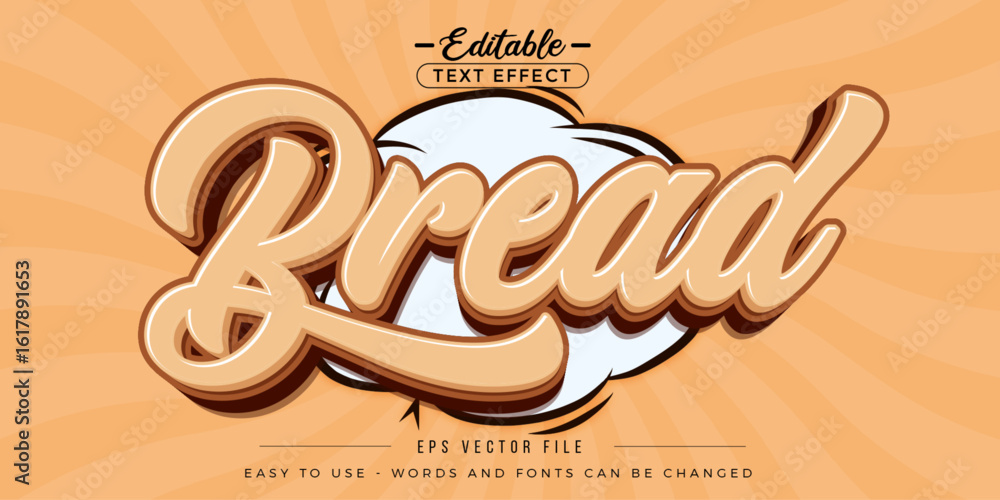 Poster bread text style, editable text effect.