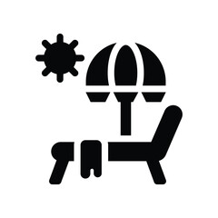 sun bed glyph icon illustration vector graphic.eps