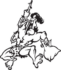 sketch vector illustration silhouette image design caricature icon logo symbol forest man swinging