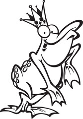 sketch vector illustration silhouette image design caricature icon logo symbol frog king because of curse