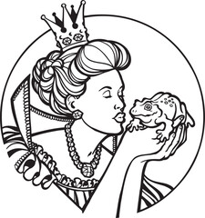 sketch vector illustration silhouette image design caricature icon logo symbol frog because of curse kissed by princess